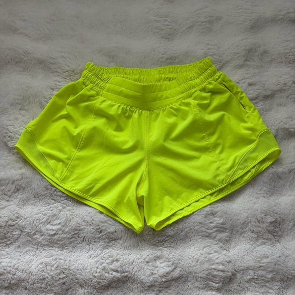 lululemon Hotty Hot High-Rise Lined Zip Pocket Neon Running Shorts - 6 ( S ) - Picture 2 of 15